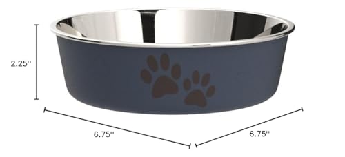 Loving Pets - Bella Bowls - Dog Food Water Bowl No Tip Stainless Steel Pet Bowl No Skid Spill Proof (Medium, Blueberry Blue)
