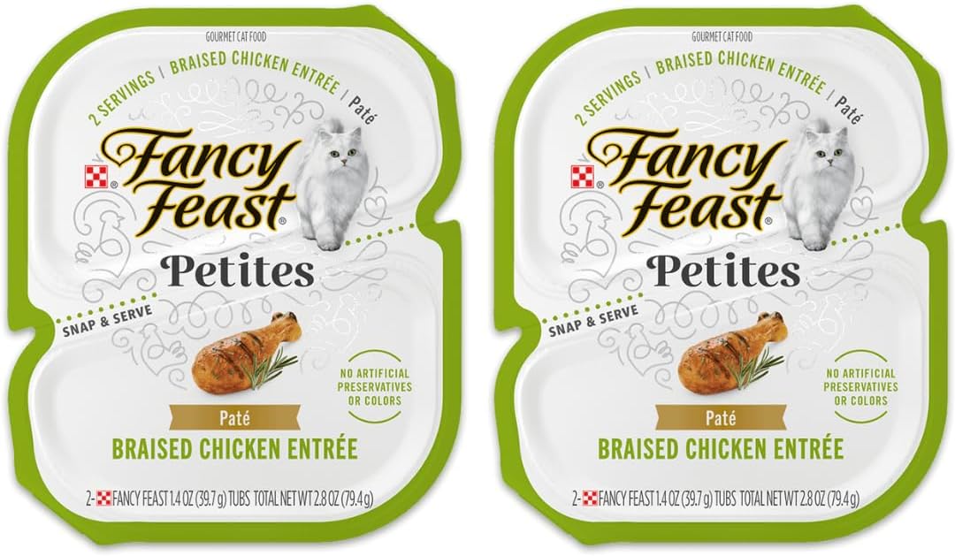 LarasBundle Fancy Feast Petites Wet Cat Food | Fancy Feast Petites in Gravy and Pate Variety Pack (24 Servings / 6 Flavors) Bundled Booklet, Spring Toy and Mice