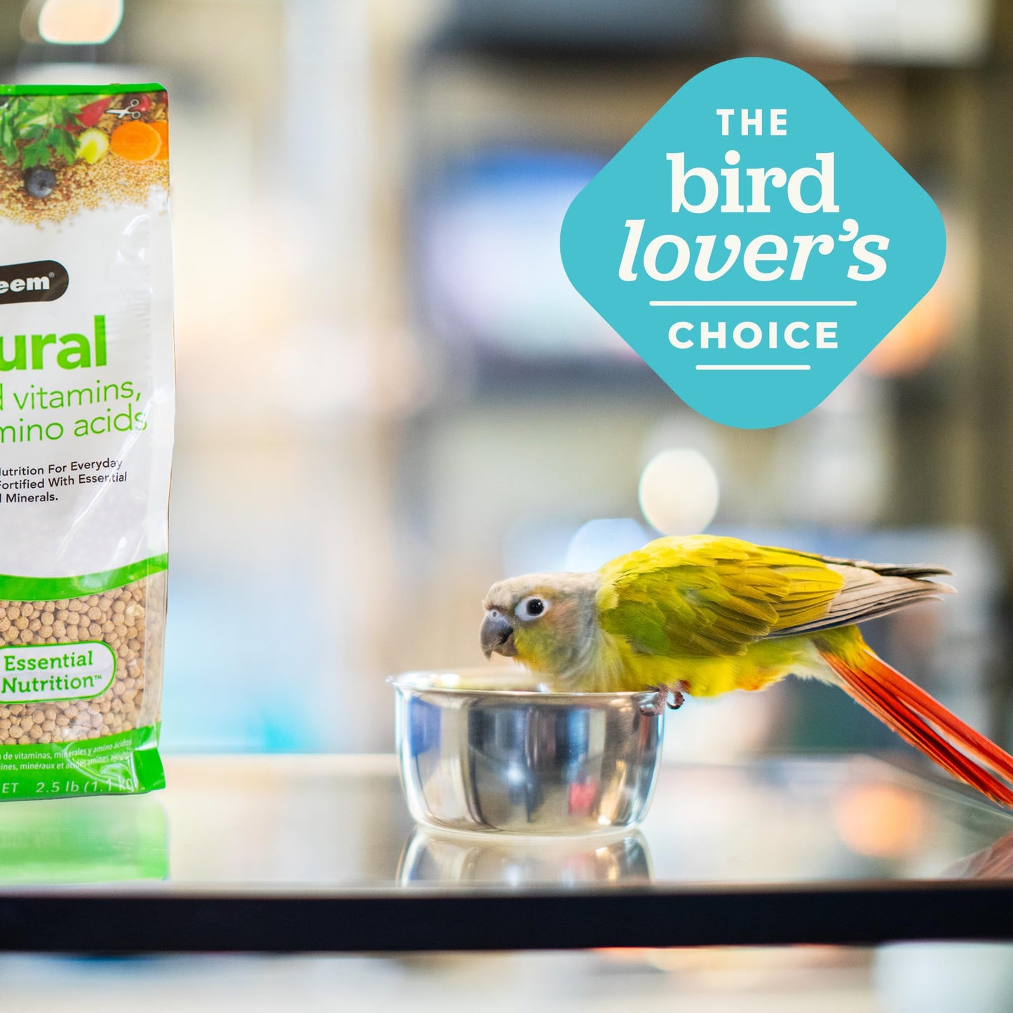 ZuPreem Natural Bird Food, Bird Feed Pellets for Parrots, Conures, Caiques, African Greys, Eclectus & Small Cockatoos, ZuPreem Nutrition, Made in USA, Parrot Food, Conure Feed, (M/L, 3 lb)
