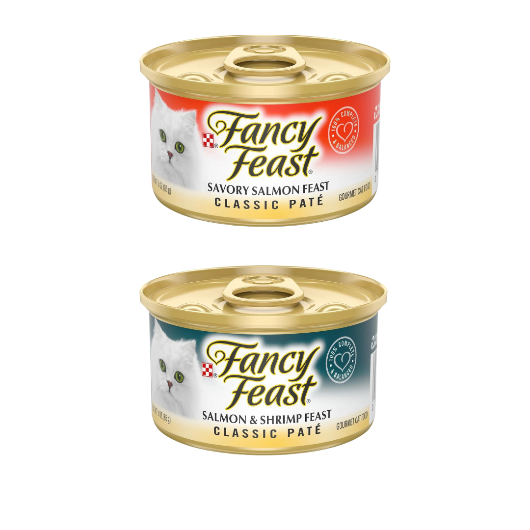 Fancy Feast Wet Cat Food Bundle | Fancy Feast Pate Cat Food Variety Pack | Grain Free Cat Food | All 12 Flavors | 3 oz. cans Bundled Catnip Mice and Spring Toy