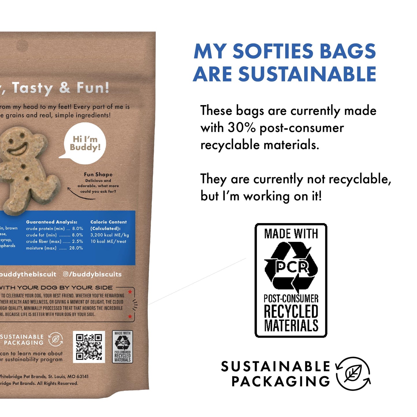 Buddy Biscuit Softies 20 oz Pouch, Soft & Chewy, Natural Bacon and Cheese Flavor Dog Treats, Oven Baked in the USA