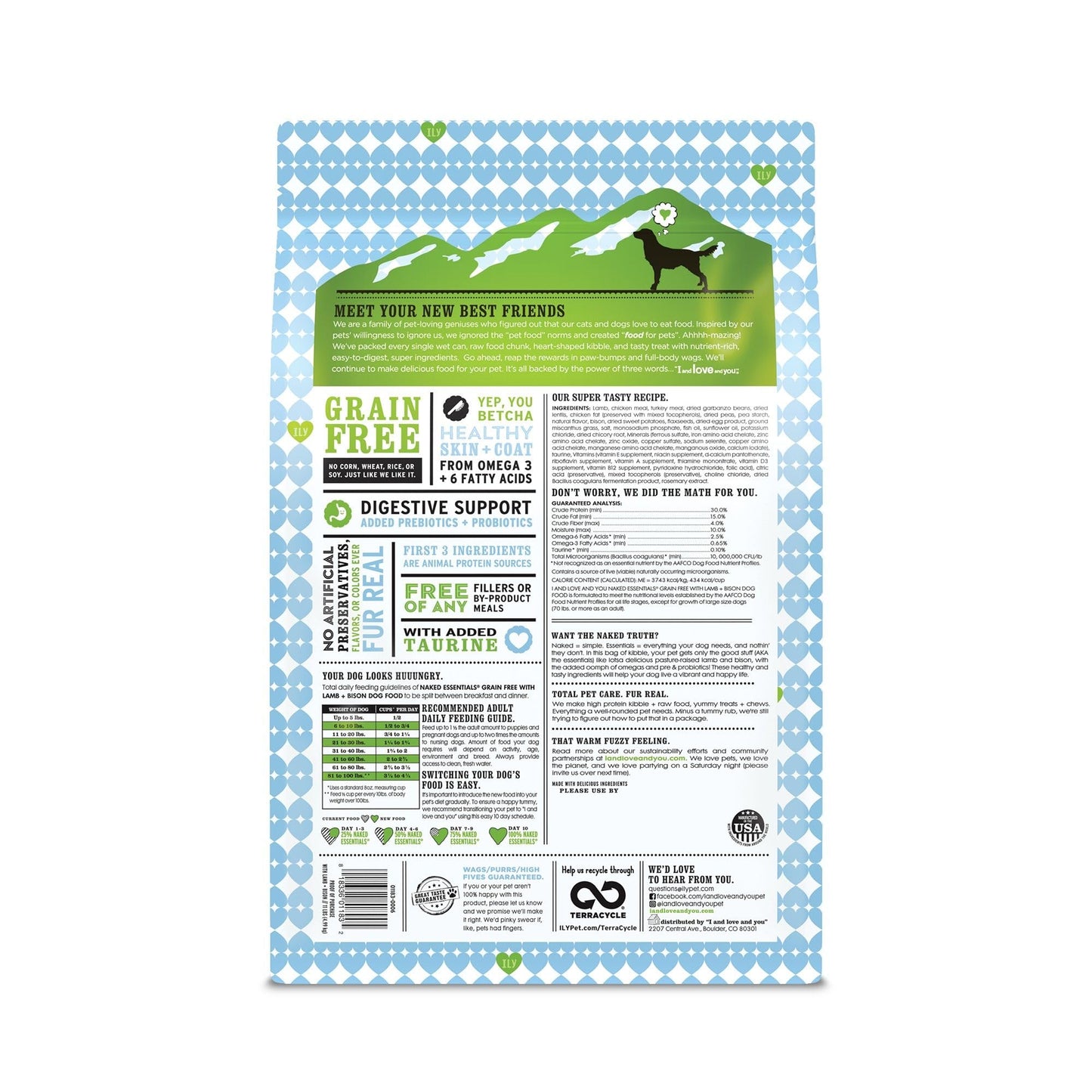 I and love and you Naked Essentials Dry Dog Food - Lamb + Bison - High Protein, Real Meat, No Fillers, Prebiotics + Probiotics, 11lb Bag