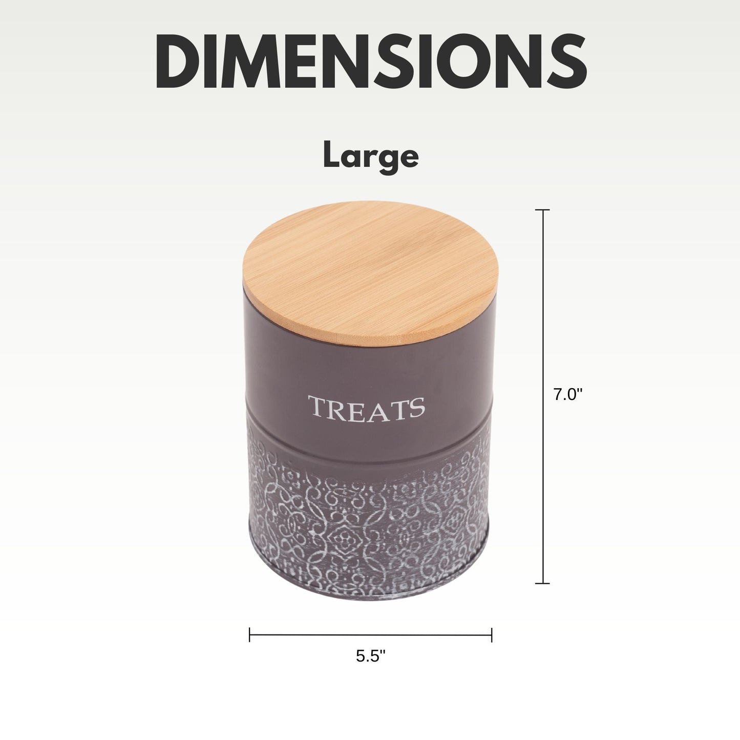 Country Living Dog Treat Canisters - Set of 2 Carbon Steel Jars with Bamboo Lids – Volcanic Gray