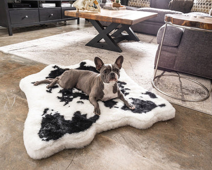 PupRug® Animal Print Memory Foam Dog Bed - Black Faux Cowhide
