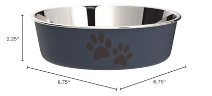 Loving Pets - Bella Bowls - Dog Food Water Bowl No Tip Stainless Steel Pet Bowl No Skid Spill Proof (Medium, Blueberry Blue)