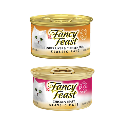 Fancy Feast Wet Cat Food Bundle | Fancy Feast Pate Cat Food Variety Pack | Grain Free Cat Food | All 12 Flavors | 3 oz. cans Bundled Catnip Mice and Spring Toy