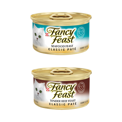Fancy Feast Wet Cat Food Bundle | Fancy Feast Pate Cat Food Variety Pack | Grain Free Cat Food | All 12 Flavors | 3 oz. cans Bundled Catnip Mice and Spring Toy