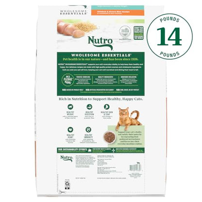 Nutro Wholesome Essentials Indoor Dry Cat Food, Chicken & Brown Rice Recipe, 14 lb. Bag