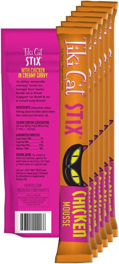 Tiki Cat Stix Wet Mousse Single Serve Lickable Treats | All 6 Flavors | 36 Stix in Total | Bundle with Toy and Booklet