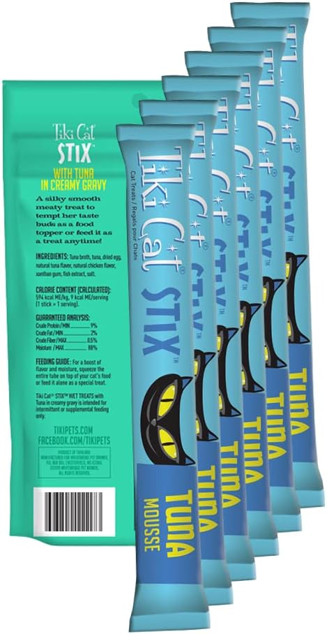Tiki Cat Stix Wet Mousse Single Serve Lickable Treats | All 6 Flavors | 36 Stix in Total | Bundle with Toy and Booklet