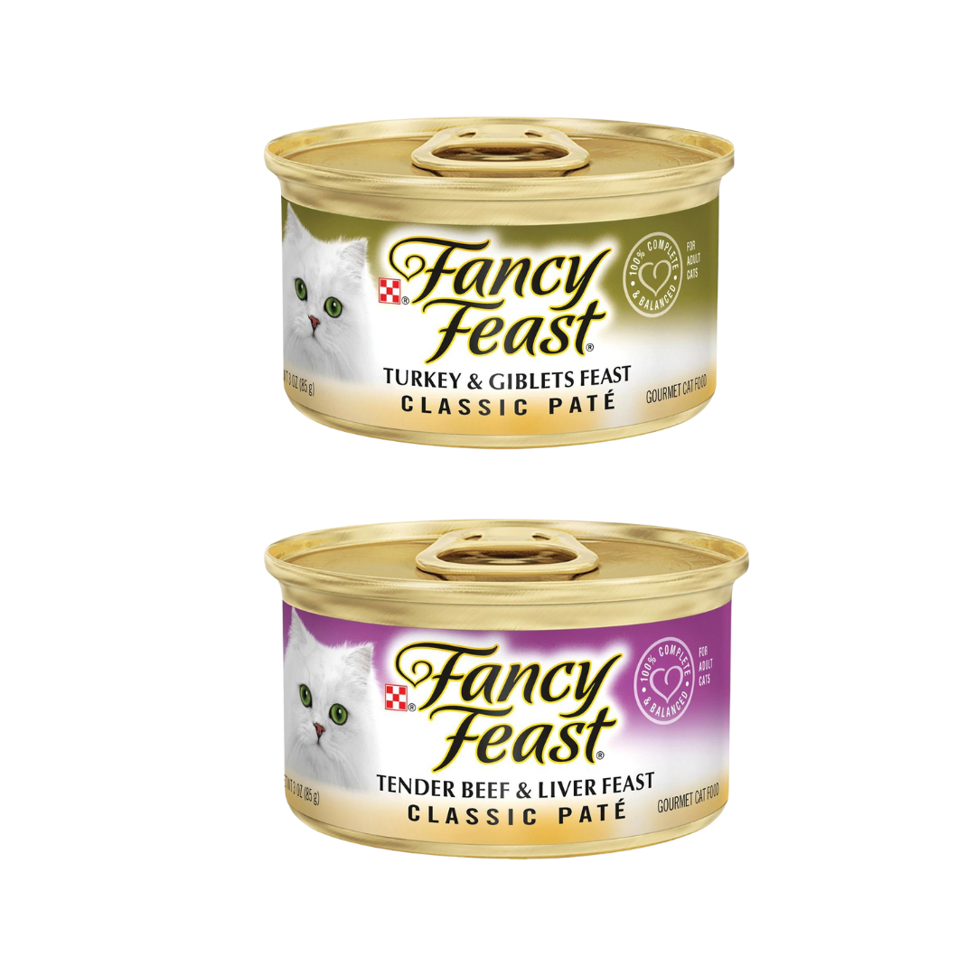 Fancy Feast Wet Cat Food Bundle | Fancy Feast Pate Cat Food Variety Pack | Grain Free Cat Food | All 12 Flavors | 3 oz. cans Bundled Catnip Mice and Spring Toy