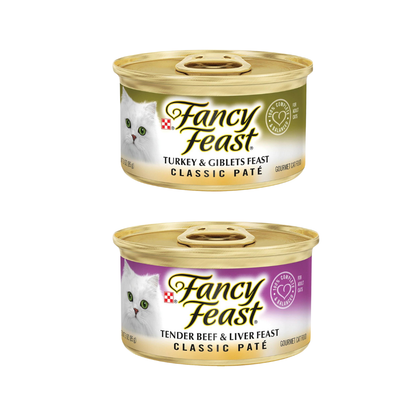 Fancy Feast Wet Cat Food Bundle | Fancy Feast Pate Cat Food Variety Pack | Grain Free Cat Food | All 12 Flavors | 3 oz. cans Bundled Catnip Mice and Spring Toy