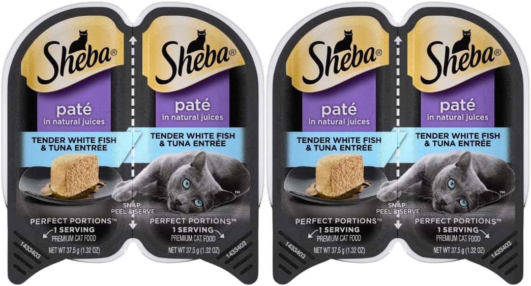 Sheba Cat Food Variety Pack | Sheba Pate Cat Food (24 Servings | 12 Pack | 6 Flavors) Turkey, Beef, Chicken, Salmon, White Fish, Tuna with LarasBundle Catnip Mice and Spring Toys