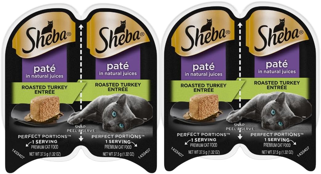 Sheba Cat Food Variety Pack | Sheba Pate Cat Food (24 Servings | 12 Pack | 6 Flavors) Turkey, Beef, Chicken, Salmon, White Fish, Tuna with LarasBundle Catnip Mice and Spring Toys