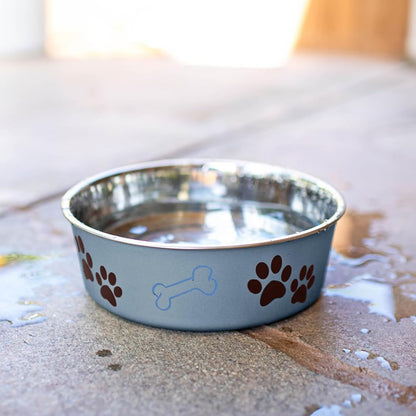 Loving Pets - Bella Bowls - Dog Food Water Bowl No Tip Stainless Steel Pet Bowl No Skid Spill Proof (Medium, Blueberry Blue)