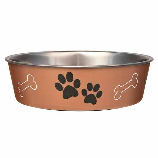 Loving Pets Bella Dog Bowls- Stainless Steel Dog & Cat Bowls - Spill Proof Dog Food Bowl, Cat Bowl, Puppy Essentials & Pet Supplies Great for Home & Travel (Large 35-65 lbs, Copper)