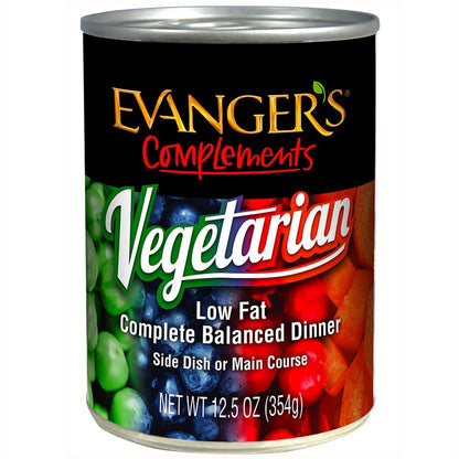 Evanger's Complements Vegetarian Dinner – 12 Count, 12.5 oz Each – Grain-Free Plant-Based Food for Dogs & Cats – Balanced Mixing Base with Vegetables & Fruits