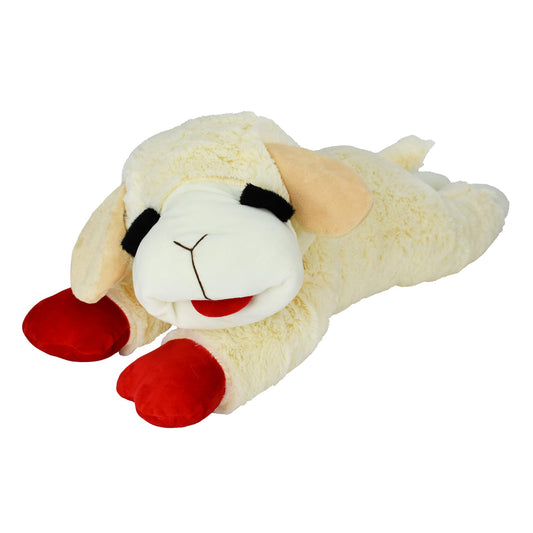 Multipet Lamb Chop Dog Plush Toy - Squeaky Toy for All Dogs - Extra Soft Plush - Stuffed Animal Dog Toy for Cuddling & Playing - Jumbo Pet Toy (24", Cream)