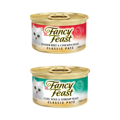 Fancy Feast Wet Cat Food Bundle | Fancy Feast Pate Cat Food Variety Pack | Grain Free Cat Food | All 12 Flavors | 3 oz. cans Bundled Catnip Mice and Spring Toy