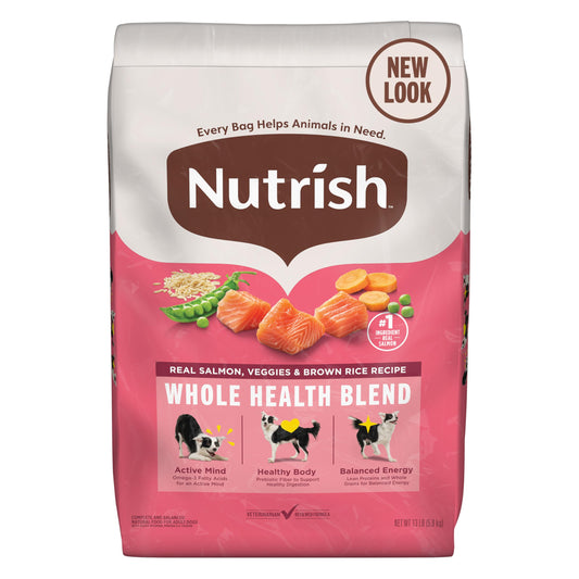 Nutrish Real Salmon, Veggies & Brown Rice Recipe Whole Health Blend Dry Dog Food, 13 lb. Bag, Packaging May Vary (Rachael Ray)