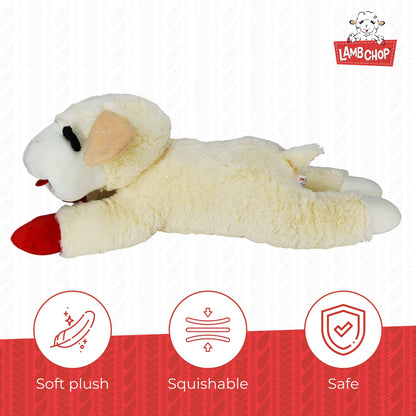 Multipet Lamb Chop Dog Plush Toy - Squeaky Toy for All Dogs - Extra Soft Plush - Stuffed Animal Dog Toy for Cuddling & Playing - Jumbo Pet Toy (24", Cream)