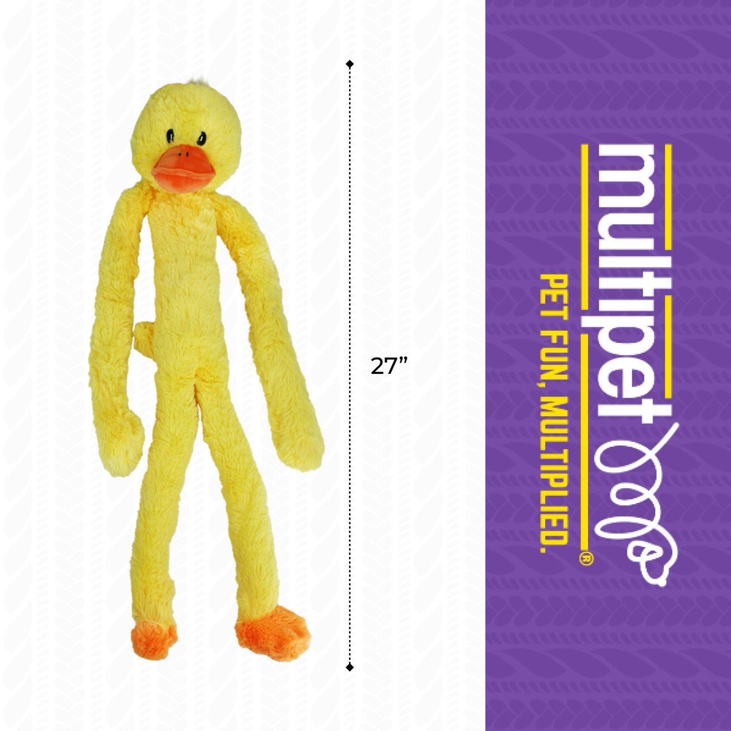 Multipet Swingin' Slevin Duck Dog Plush Toy - Squeaky Dog Toy for All Dogs - Extra Soft Plush Dog Toy - Stuffed Animal Dog Toy for Cuddling & Playing - Cute Dog Pet Toy (27”, Yellow, 5 Squeakers)