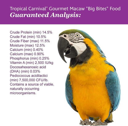 F.M. Brown's Tropical Carnival, Gourmet Macaw Bird Food Big Bites for Big Beaks - Seeds, Veggies, Fruits, and Nuts with Probiotics - 14 lb