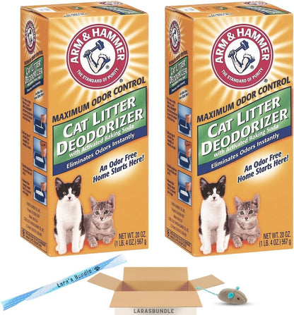 Arm & Hammer Cat Litter Deodorizer with Baking Soda 20.00 oz - Pack of 2 (40 oz in total) Litter Box Deodorizer Bundled with LarasBundle Catnip Mice and Spring Toy