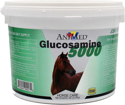 ANIMED Glucosamine 5000 - Natural Joint Health Supplement with Omega 3, Antioxidant Protection, and Digestive Support for Horses, 5 lbs…