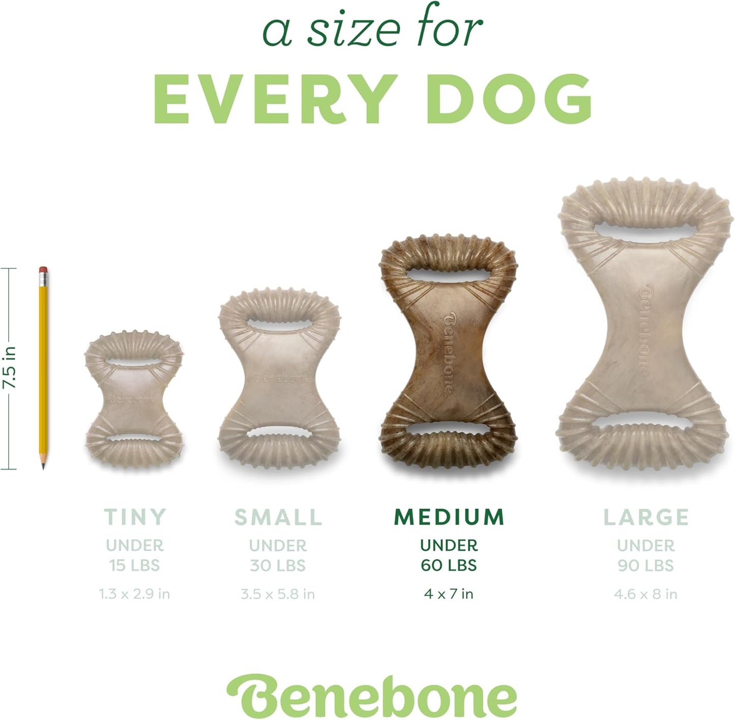 Benebone Dental Durable Dog Chew Toy for Aggressive Chewers, Real Bacon, Made in USA, Medium