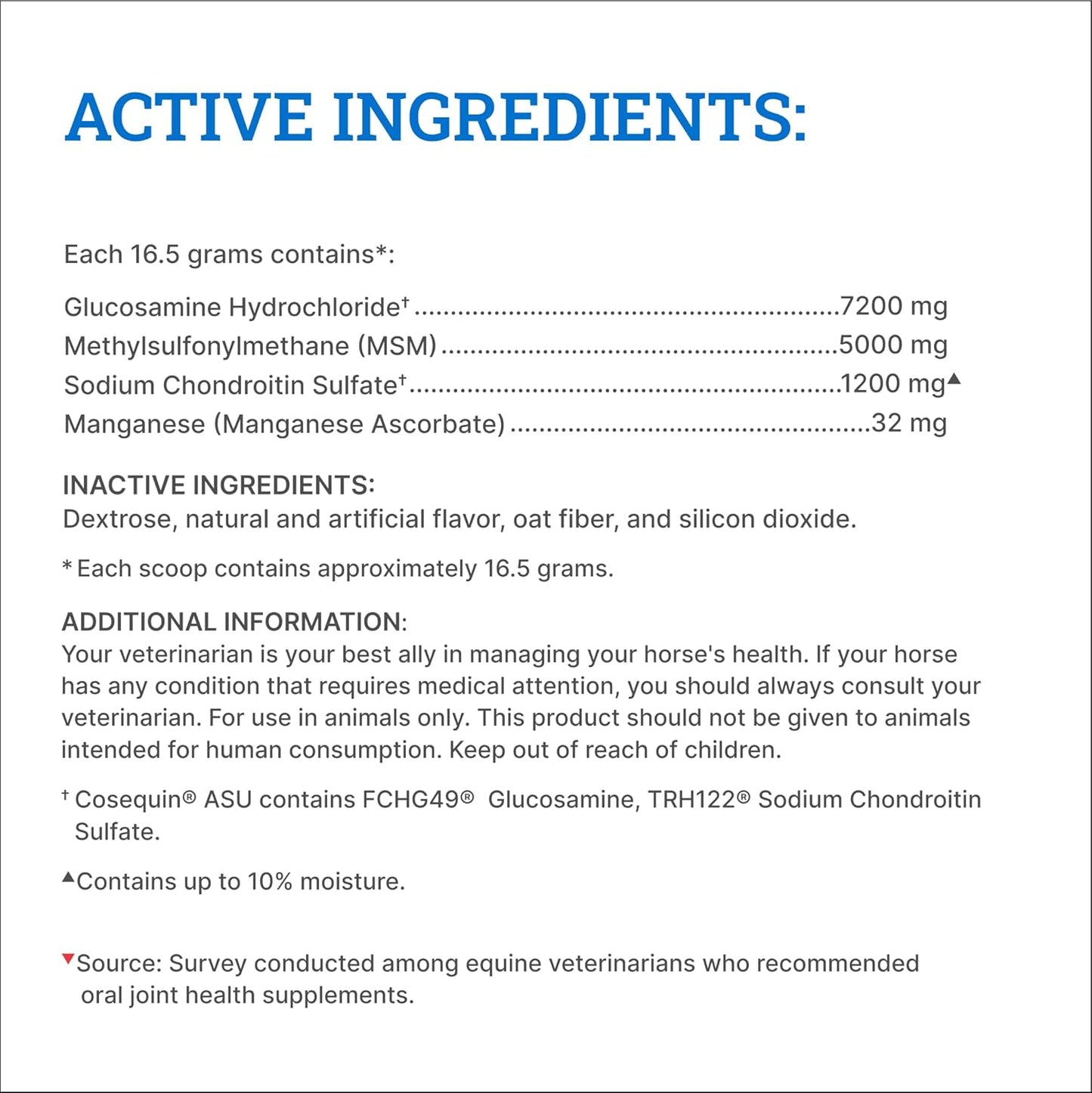 Nutramax Cosequin Optimized with MSM Joint Health Supplement for Horses - Powder with Glucosamine and Chondroitin, 1400 Grams