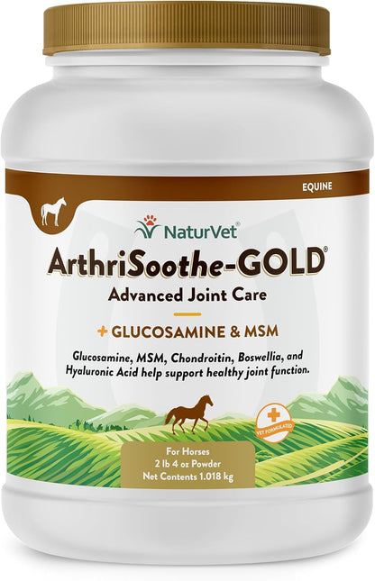 NaturVet ArthriSoothe Gold Advanced Joint Horse Supplement Powder – For Healthy Joint Function in Horses – Includes Glucosamine, MSM, Chondroitin, Hyaluronic Acid – 60 Day Supply