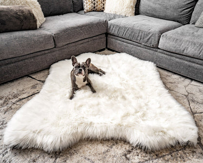 PupRug® Animal Print Memory Foam Dog Bed - Polar Bear Faux Hide