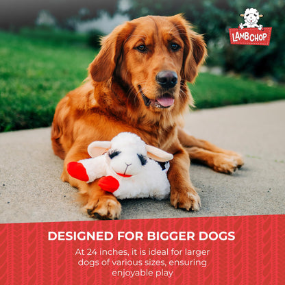 Multipet Lamb Chop Dog Plush Toy - Squeaky Toy for All Dogs - Extra Soft Plush - Stuffed Animal Dog Toy for Cuddling & Playing - Jumbo Pet Toy (24", Cream)