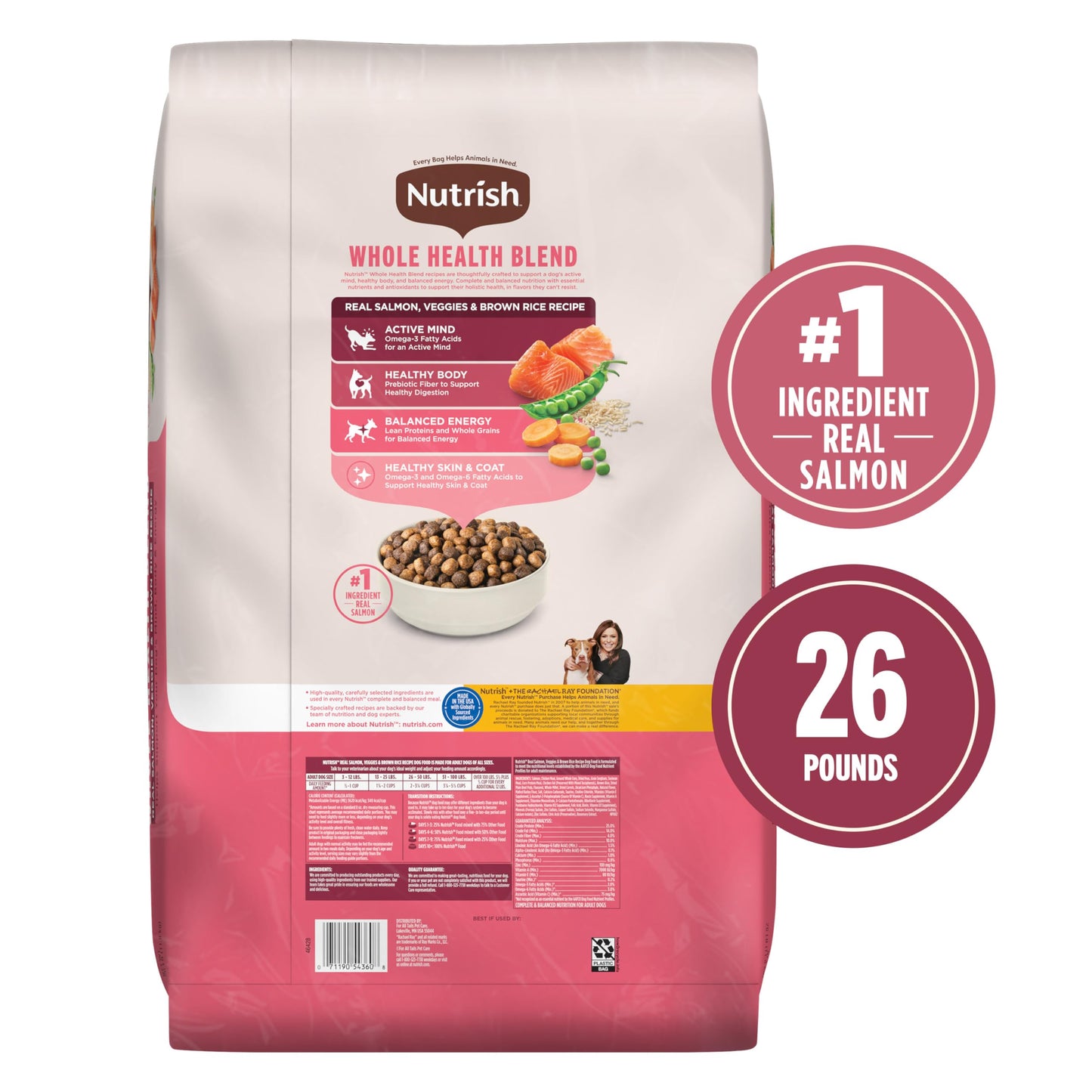 Nutrish Salmon Dry Dog Food, 26 Pound Bag