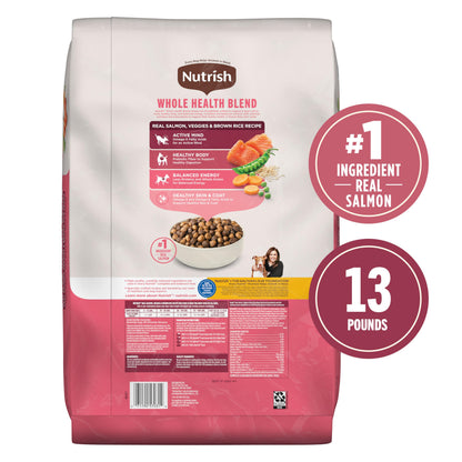 Nutrish Real Salmon, Veggies & Brown Rice Recipe Whole Health Blend Dry Dog Food, 13 lb. Bag, Packaging May Vary (Rachael Ray)