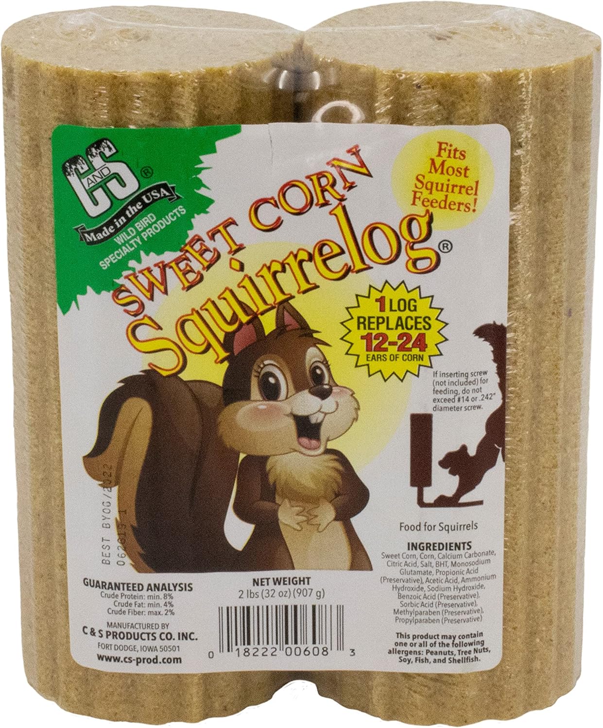 C&S Sweet Corn Squirrelog, 6-Pack Refill