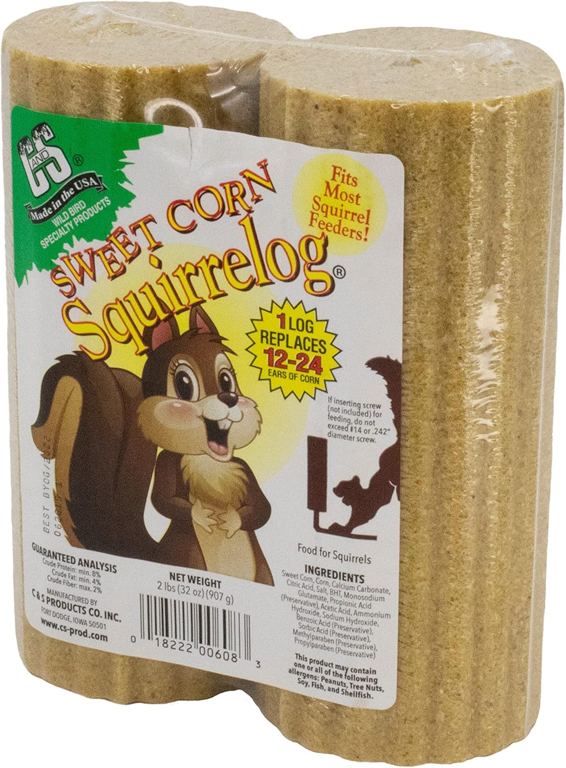 C&S Sweet Corn Squirrelog, 6-Pack Refill