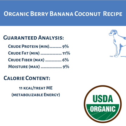 Dog Mamma's Organic Berry Banana Coconut Recipe - USDA Organic Certified Dog Treats