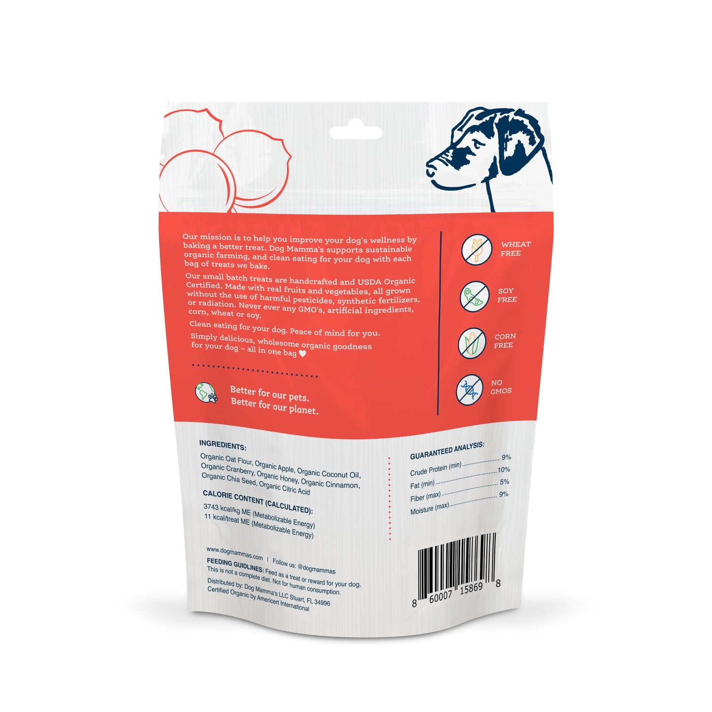 Dog Mamma's Organic Apple Cranberry Recipe - USDA Organic Certified Dog Treats