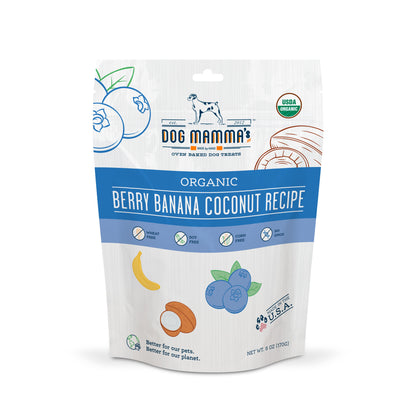 Dog Mamma's Organic Berry Banana Coconut Recipe - USDA Organic Certified Dog Treats