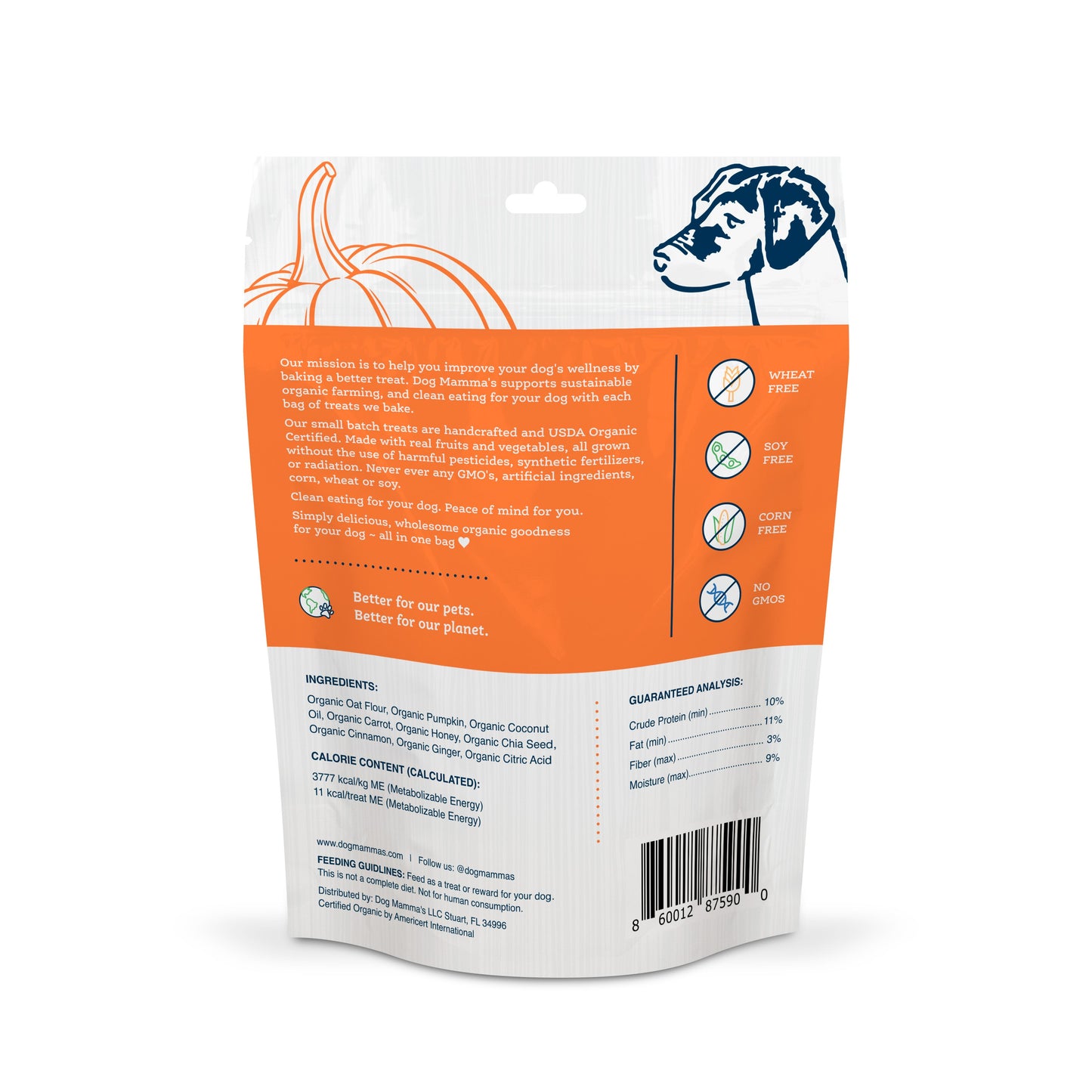 Dog Mamma's Organic Pumpkin Snaps Recipe- USDA Organic Certified Dog Treats