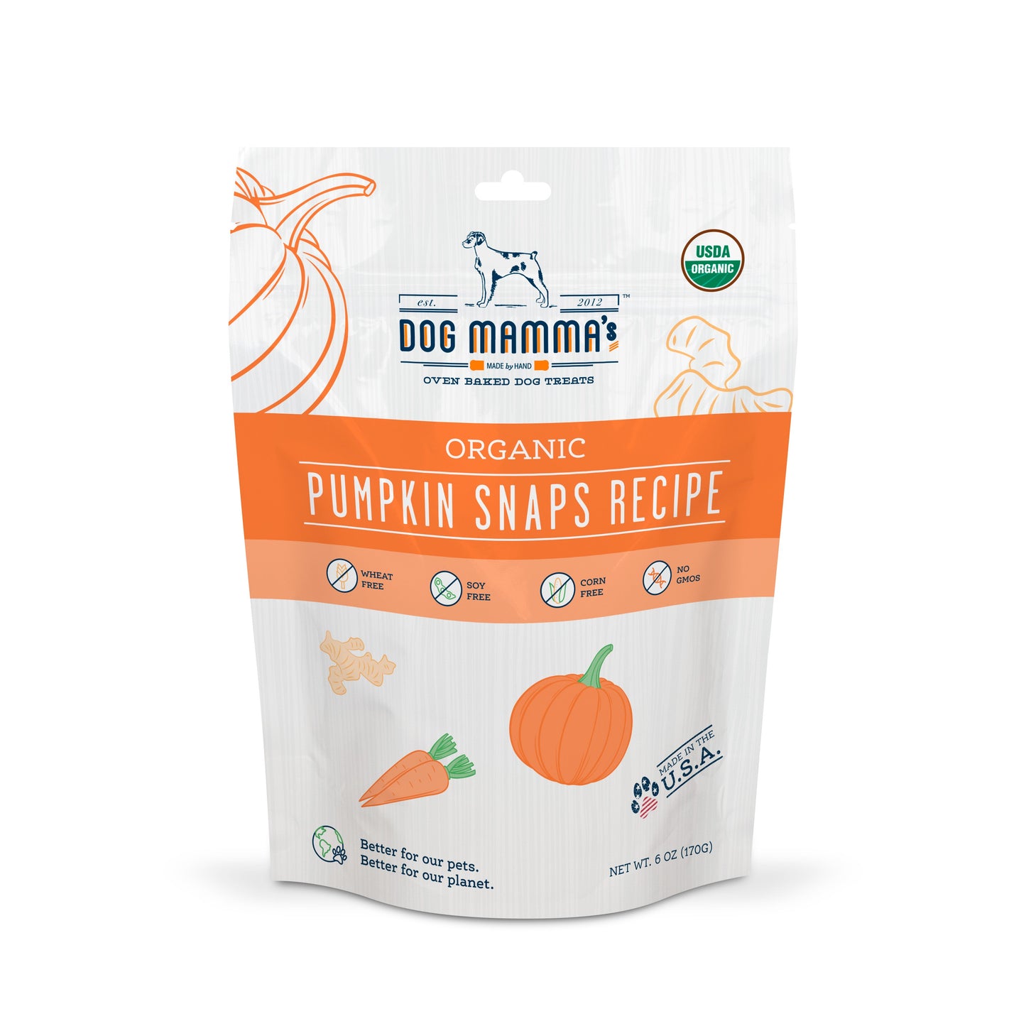 Dog Mamma's Organic Pumpkin Snaps Recipe- USDA Organic Certified Dog Treats