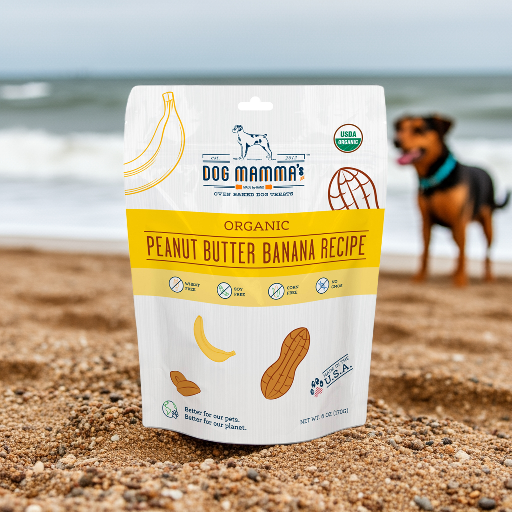 Dog Mamma's Organic Peanut Butter Banana Recipe - USDA Organic Certified Dog Treats