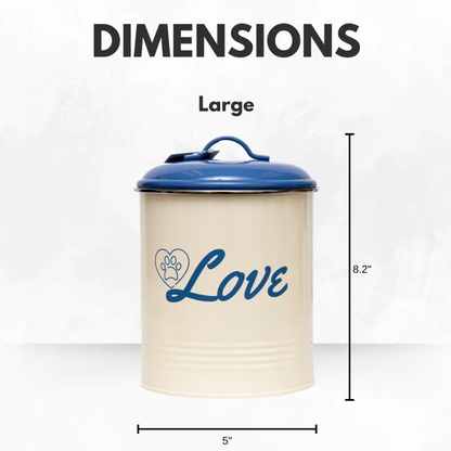 Country Living Set of 3 Pet Treat Canisters, Dog Treat Storage – French Blue Lid