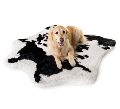 PupRug® Animal Print Memory Foam Dog Bed - Black Faux Cowhide