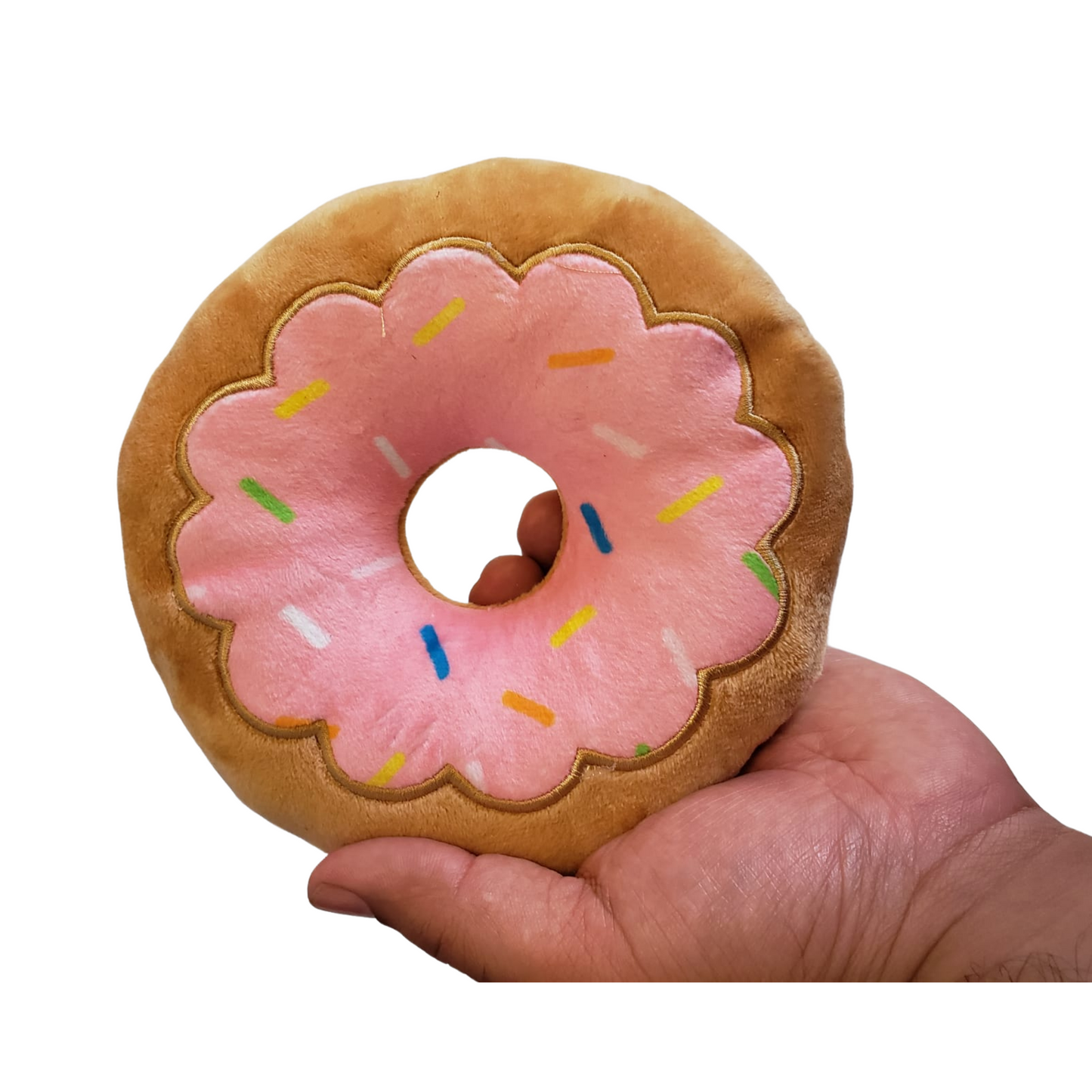 Donut Plush Dog Toy – Soft, Chewy and Cuddly, Safe & Non-Toxic, Ideal for Fetching, Tug-of-War, Gentle Chewing – Strawberry