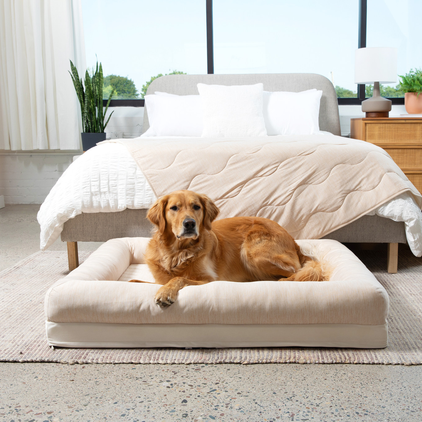 PupChill™ Cooling 4-Bolster Dog Bed - Arctic Sand