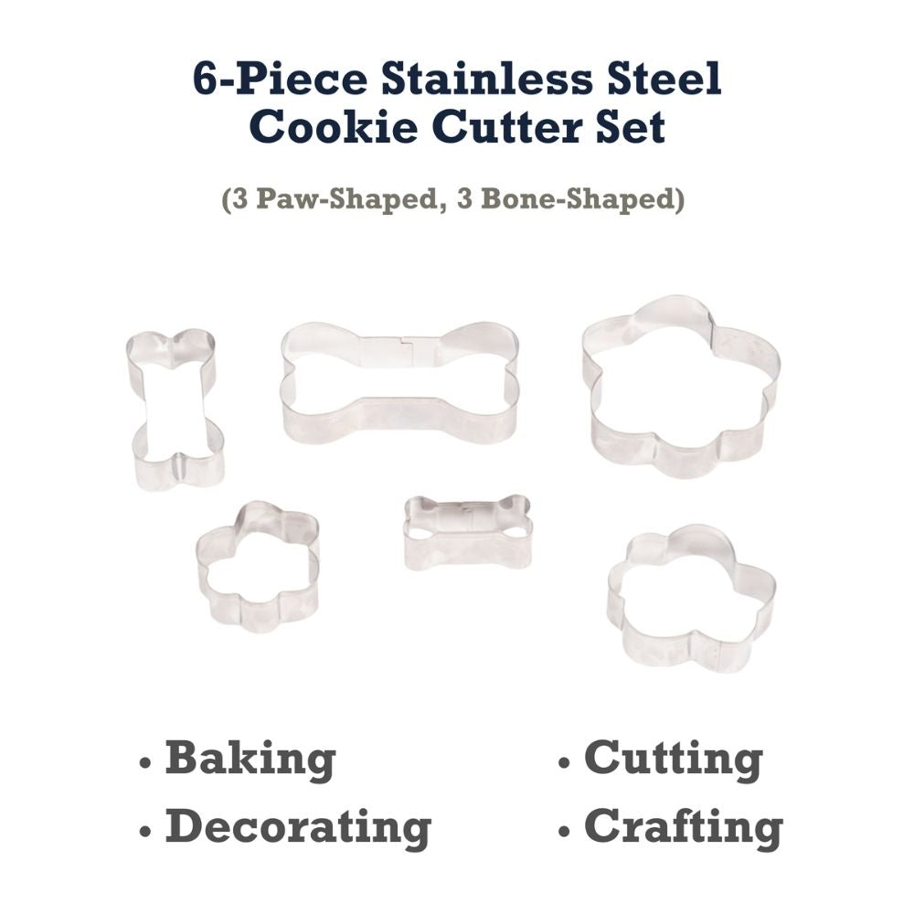 Country Living 6-Piece Stainless Steel Cookie Cutter Set (3 Paw-Shaped, 3 Bone-Shaped)