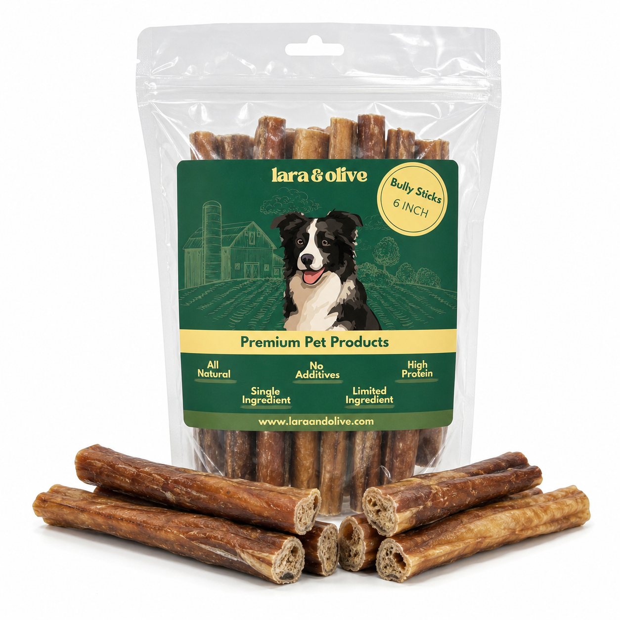Lara & Olive - Bully Sticks for Dogs 6 Inch 10 Pack